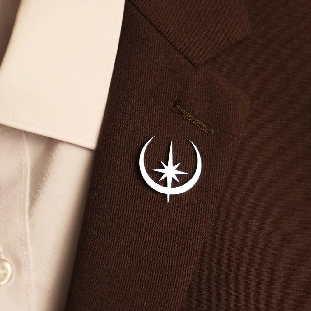 Personalized Stainless Steel Star and Moon Brooch, Suitable for Various Occasions, Clothing Matching, Wedding Gifts