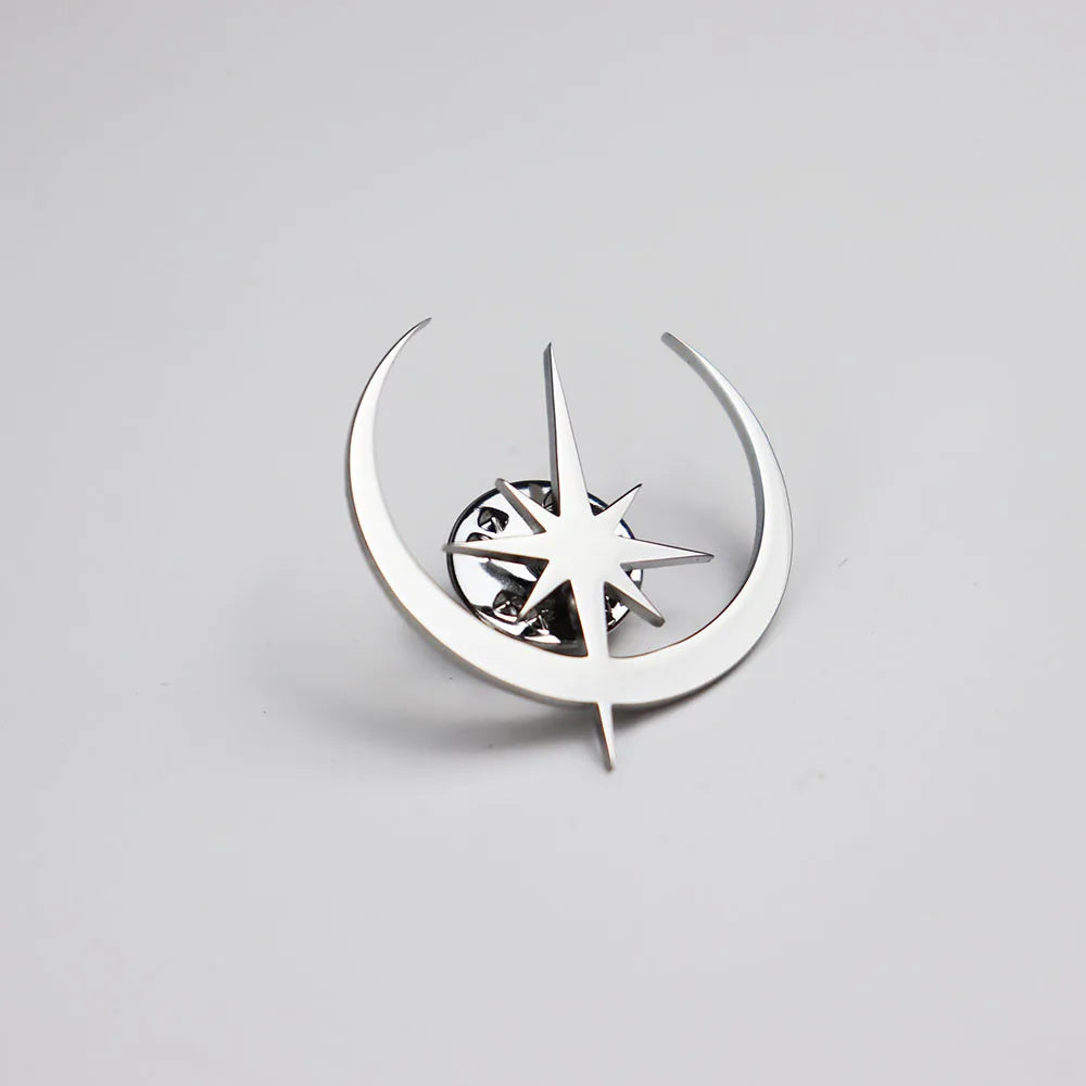 Personalized Stainless Steel Star and Moon Brooch, Suitable for Various Occasions, Clothing Matching, Wedding Gifts