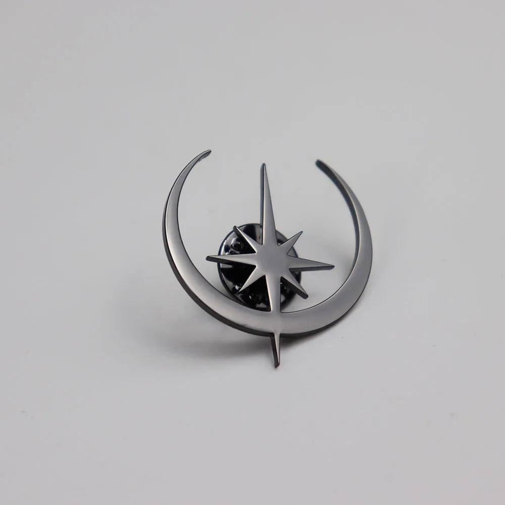 Personalized Stainless Steel Star and Moon Brooch, Suitable for Various Occasions, Clothing Matching, Wedding Gifts